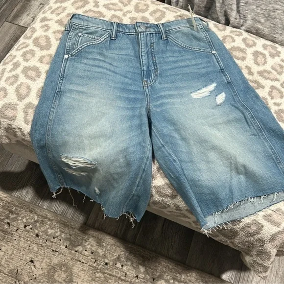 Pilcro Blue Distressed Denim Bermudas - Picture 4 of 7